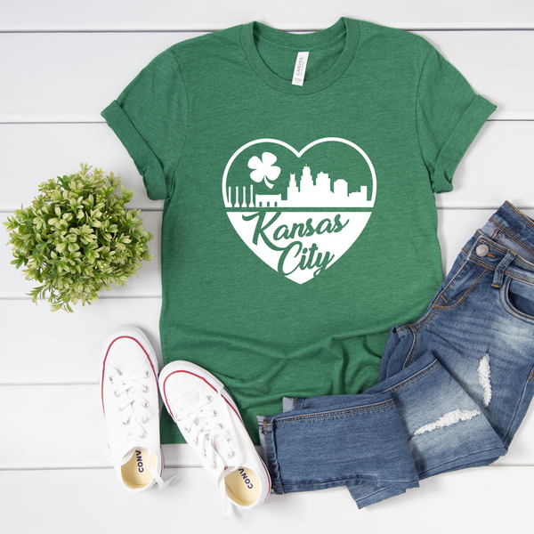 Shamrock KC Heart Green St. Patrick's Day T-Shirt