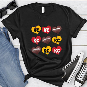 KC 9 Heart Footballs Tee OR Sweatshirt