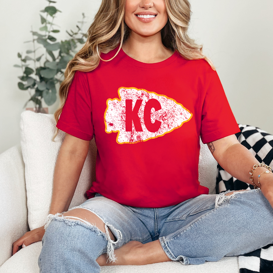 KC Grunge Arrowhead Tee or Sweatshirt