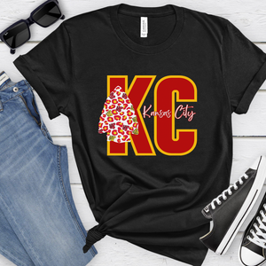 Kansas City Leopard Vertical Arrowhead Tee OR Sweatshirt