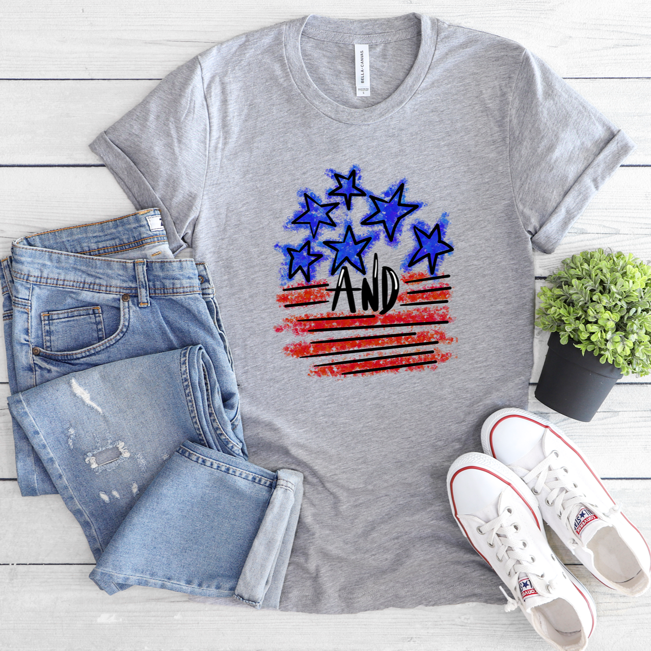 Stars and Stripes Brushstrokes Tee