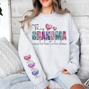 This Mama/Grandma/Nana Glitter Personalized Sleeve Sweatshirt