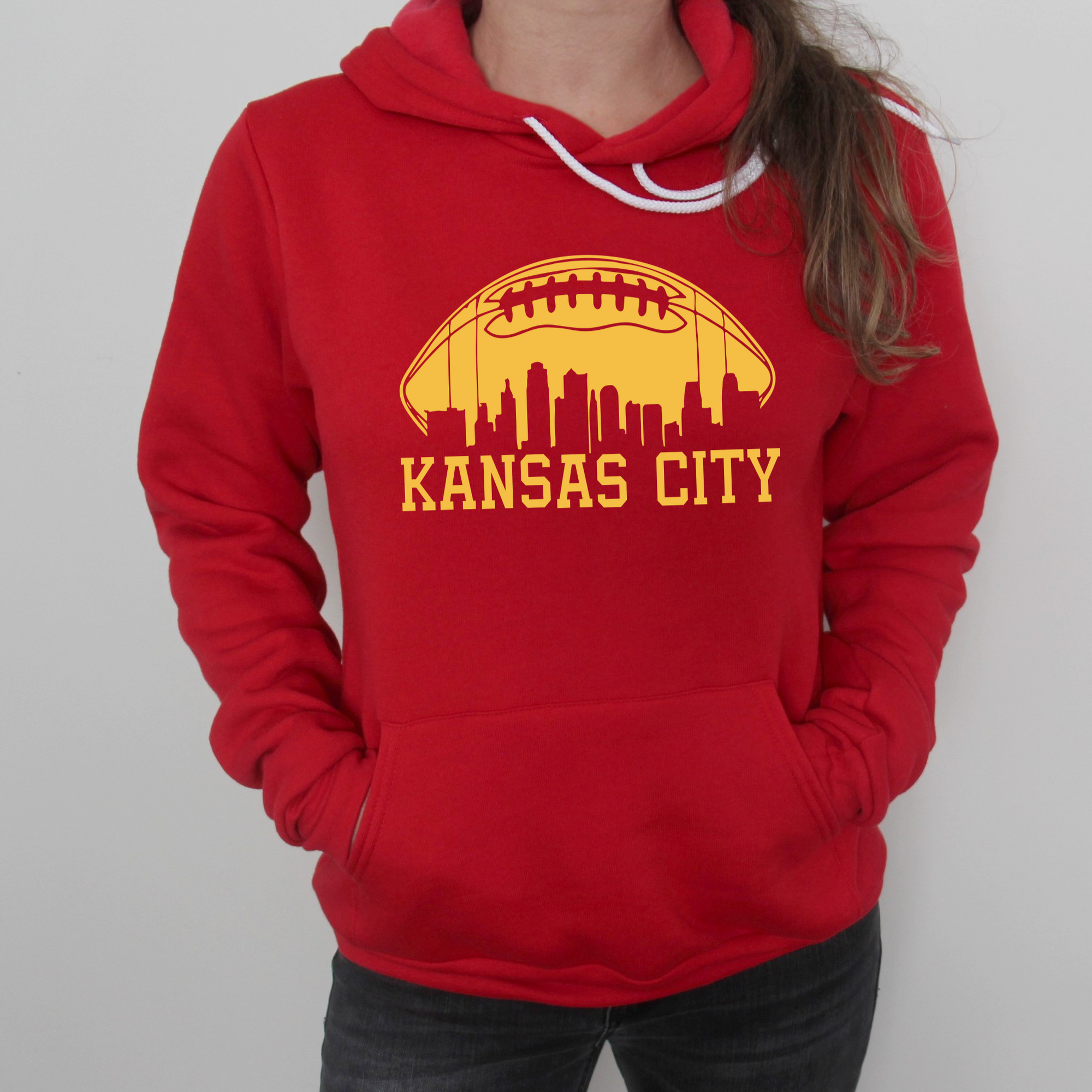 Kansas City Football Skyline Crew or Hoodie Sweatshirt