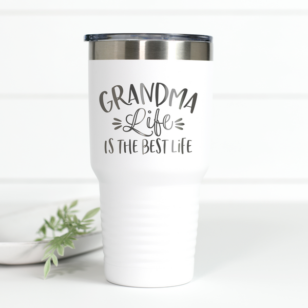 30oz Insulated Tumbler - Life is Good Print - Engraved Large Travel Mug