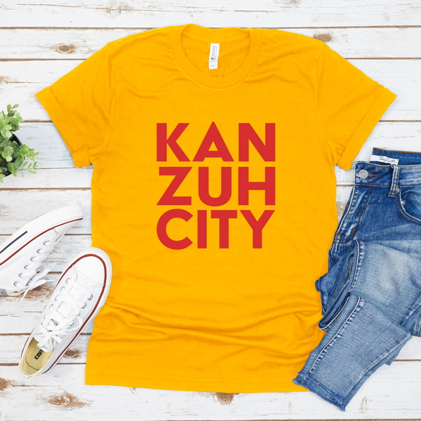 Fountain City Designs KC Touchdown Kan Zuh City - Red T-Shirt